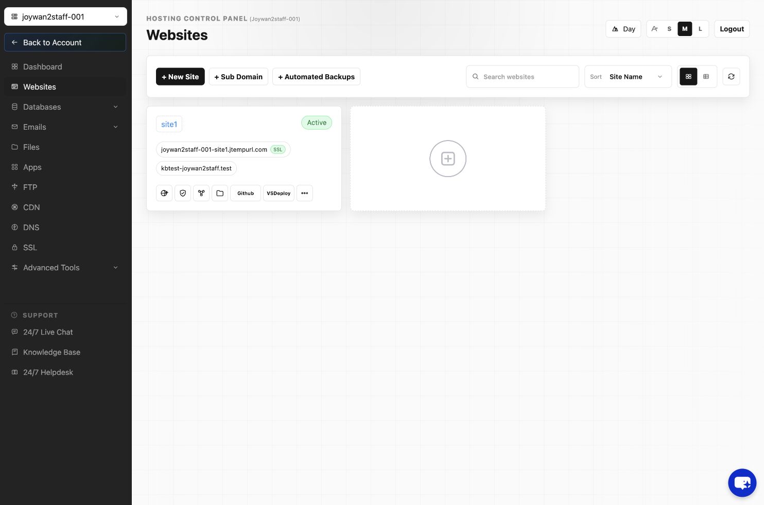 Web Deploy publishing profile access in the current Hosting Control Panel